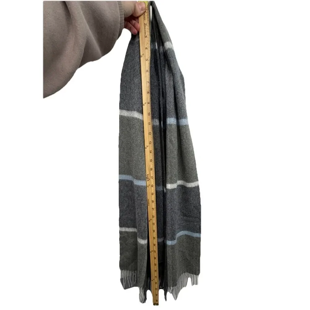 Hickey Freeman Mens 100% Cashmere Scarf Gray Plaid Check New With Tags